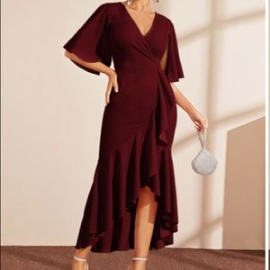 Red / burgundy ruffle dress